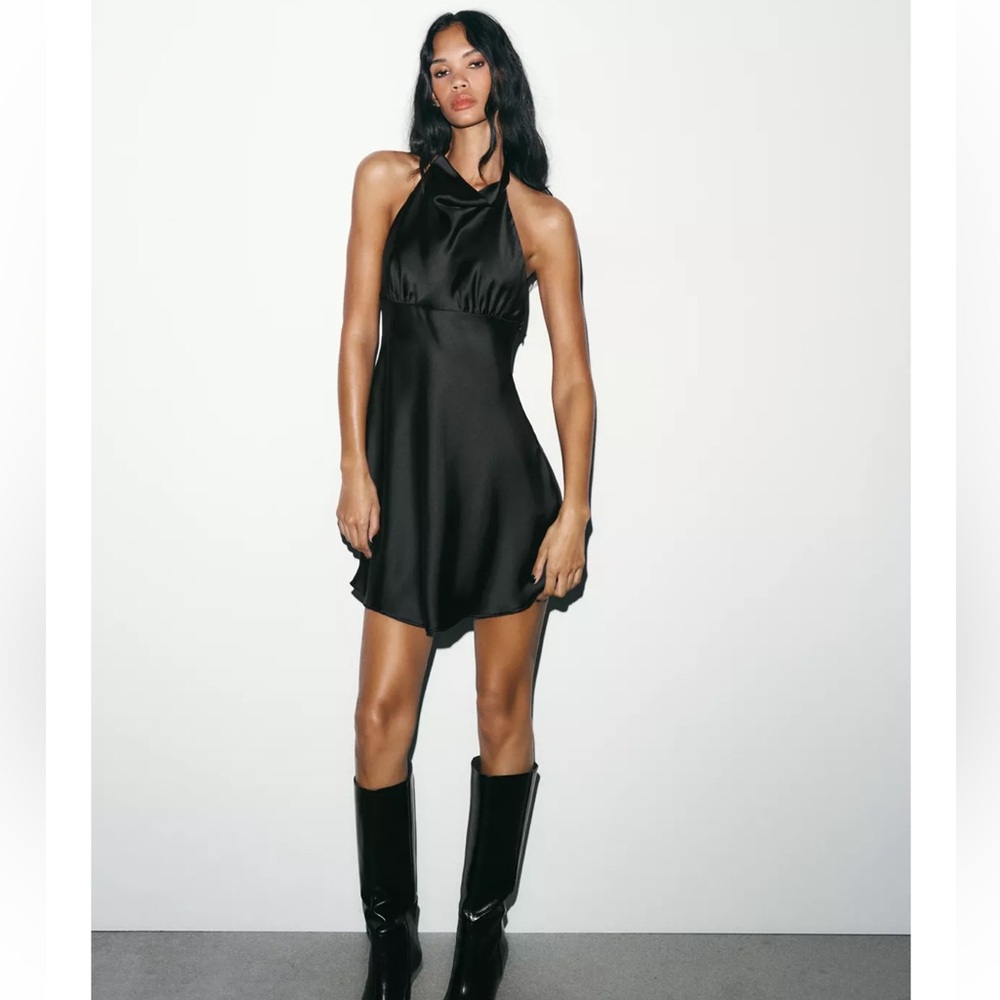 NWT Zara Black Halter Dress